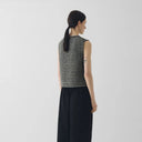 Flax/Charcoal Striped Donegal Wool Buttoned Tank