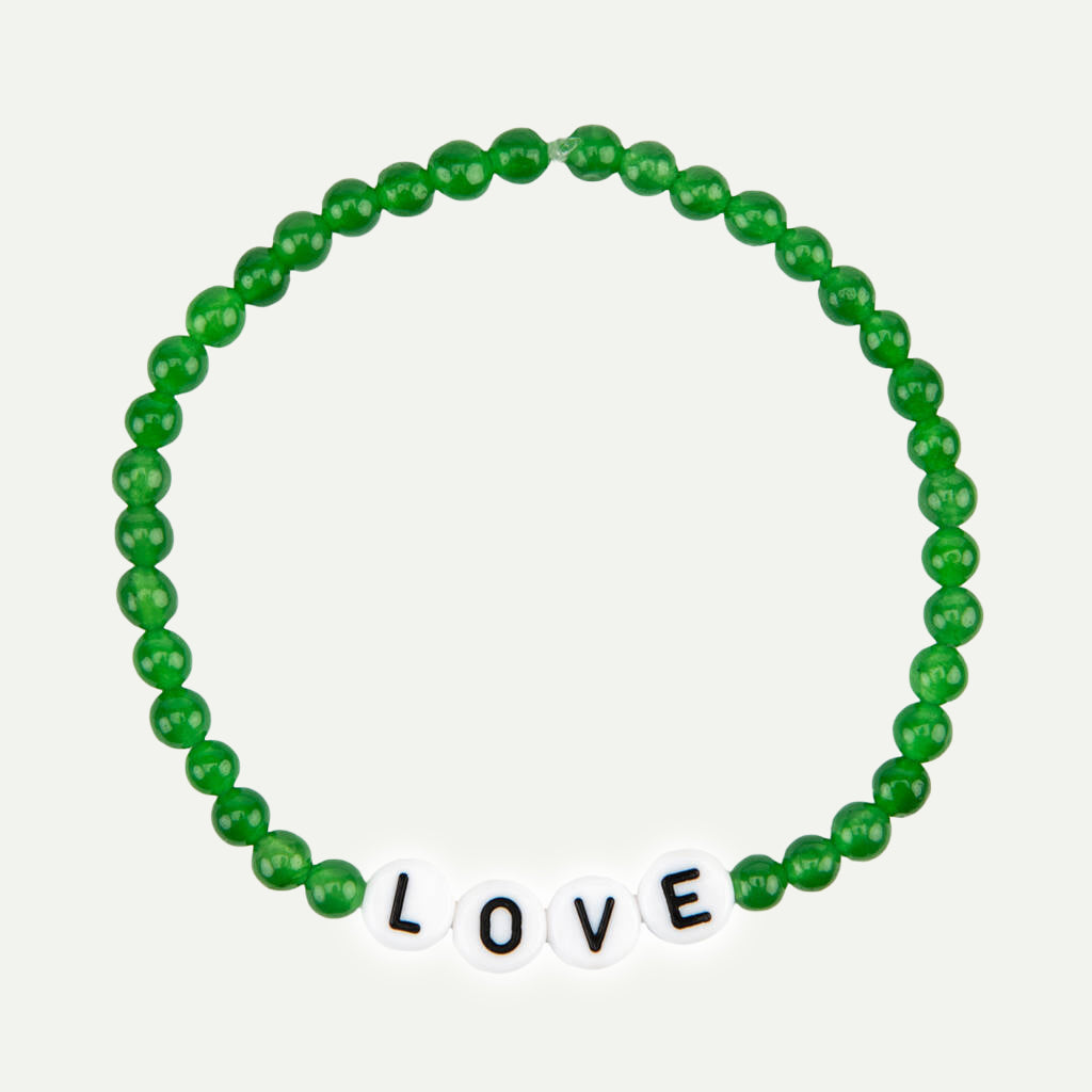 Green Chalcedony Love Bead Bracelet