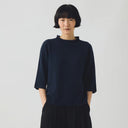 Darkest Navy Half Sleeve Donegal Wool Sweater