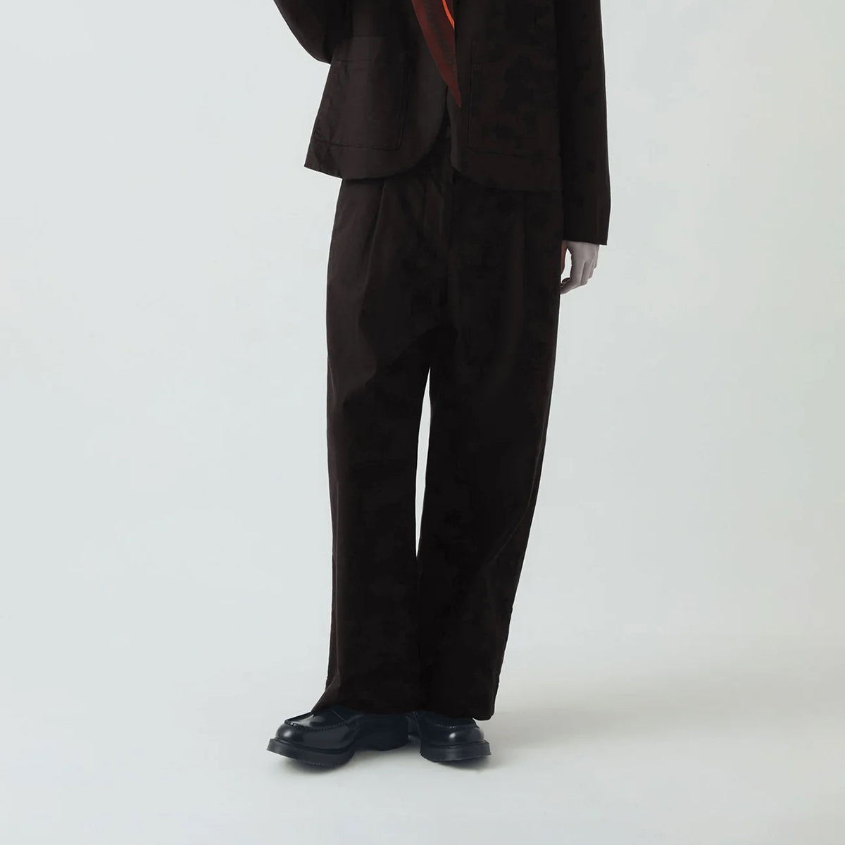 Black Herringbone Pleat Front Trousers