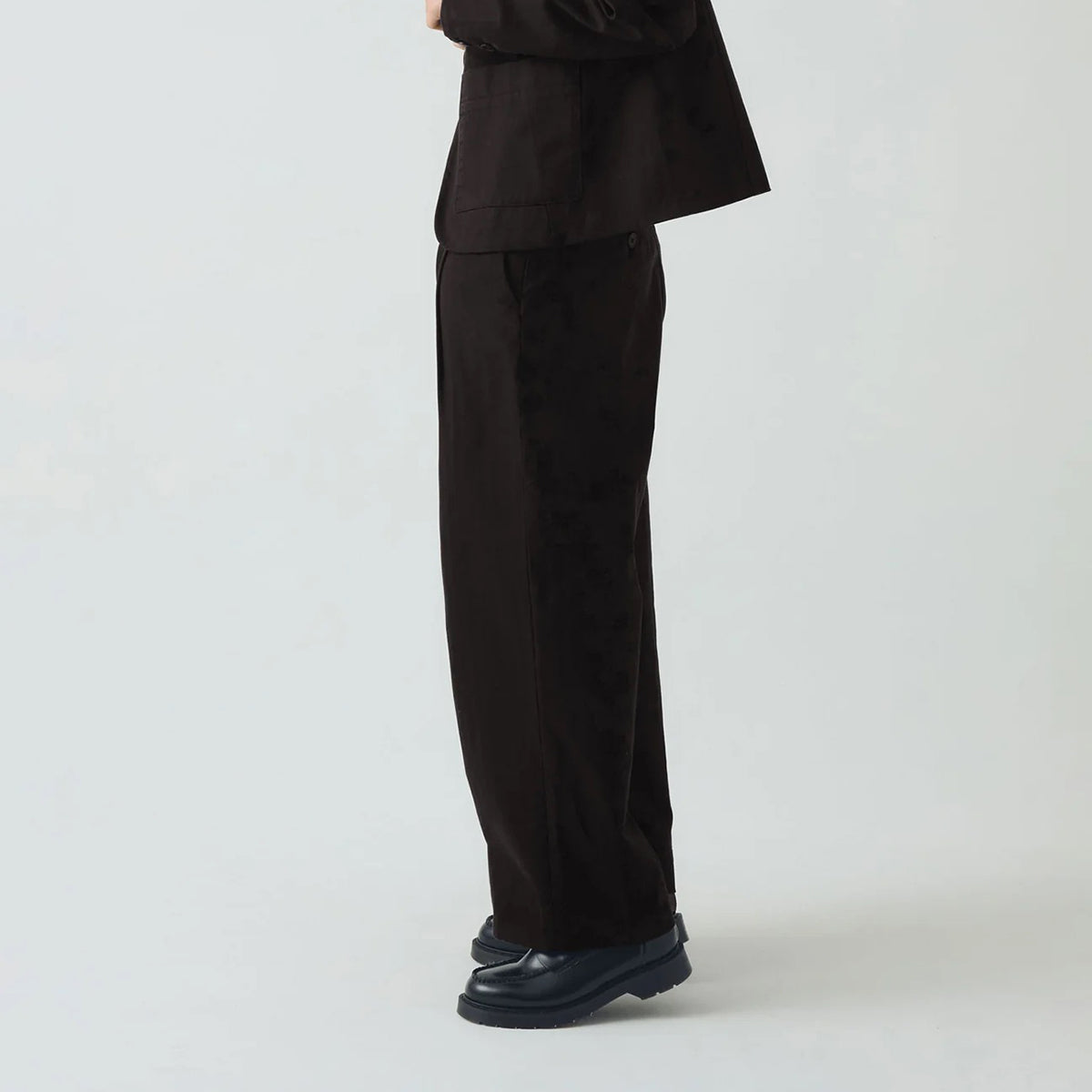 Black Herringbone Pleat Front Trousers