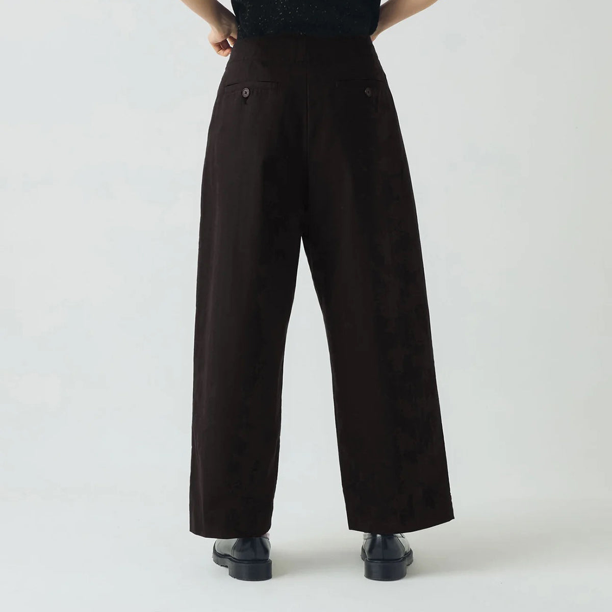 Black Herringbone Pleat Front Trousers
