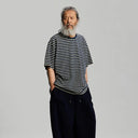 Indigo Vintage Faded Stripe Half Tee