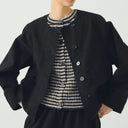 Black Brushed Cotton Sculpted Canvas Jacket