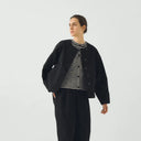 Black Brushed Cotton Sculpted Canvas Jacket