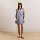 Blue Business Stripe Leili Rufflet Mini Dress