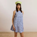 Blue Business Stripe Leili Rufflet Mini Dress
