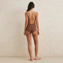 Chocolate Lily Rib Cross-Back Surf One-Piece