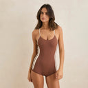 Chocolate Lily Rib Cross-Back Surf One-Piece