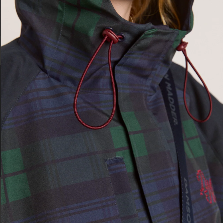 Navy Check Liu Raincoat
