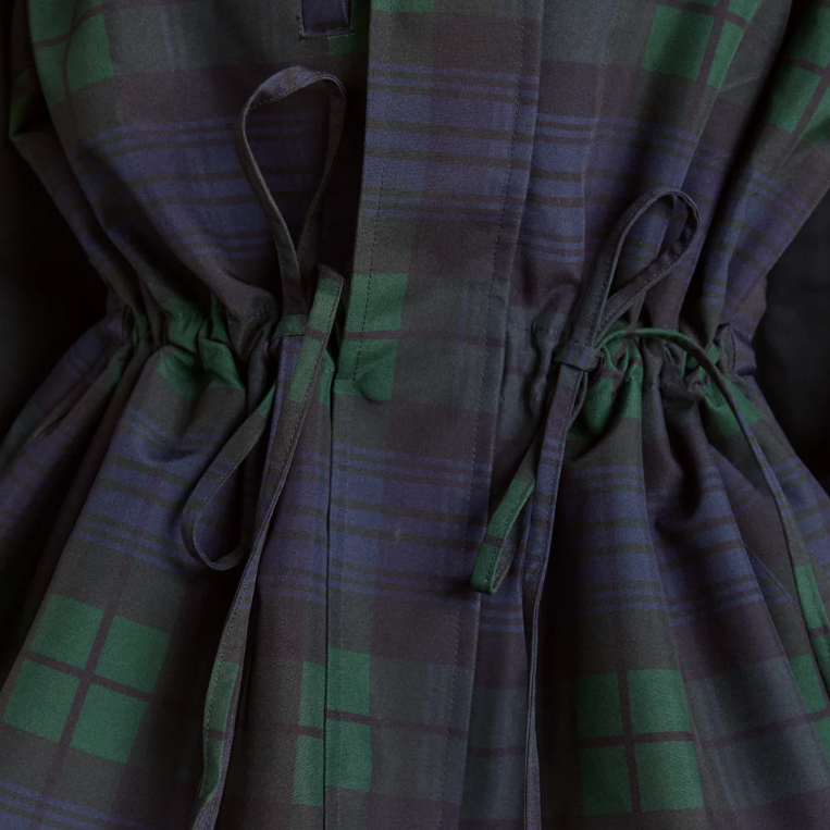 Navy Check Liu Raincoat