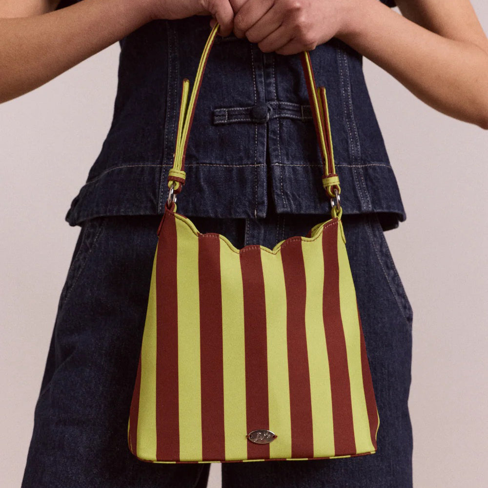 Avocado/Chocolate Stripe Lorelai Bag
