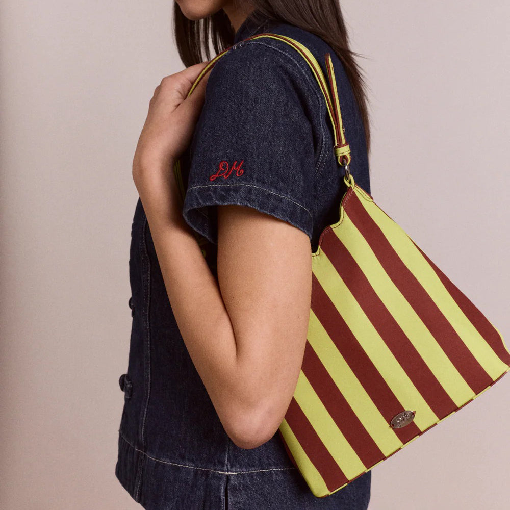 Avocado/Chocolate Stripe Lorelai Bag