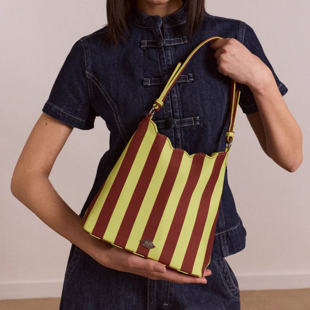 Avocado/Chocolate Stripe Lorelai Bag