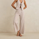 Tan Stripe Louise Wide Let Pant