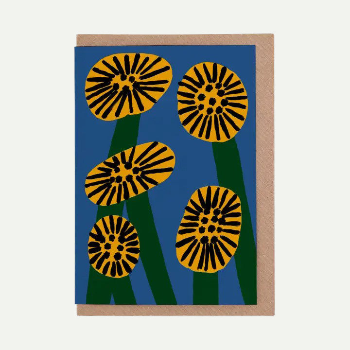 Yellow Memphis Flowers Greeting Card