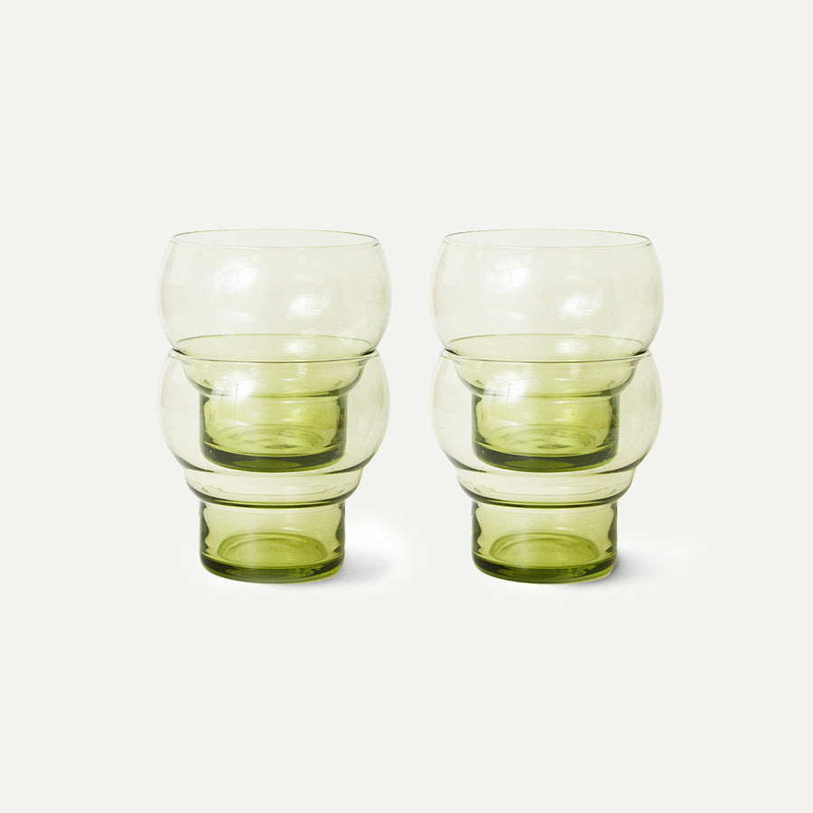 Mint Green 70s Glassware Bulb Glasses