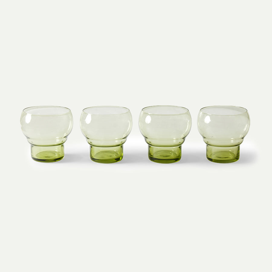 Mint Green 70s Glassware Bulb Glasses
