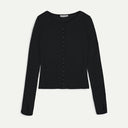 Black Fine Wool Natalie Cardigan