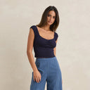Navy Gracie Sweetheart Top