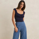 Navy Gracie Sweetheart Top