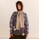 Oatmeal Hooded Pom Pom Scarf