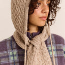 Oatmeal Hooded Pom Pom Scarf