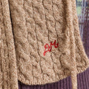 Oatmeal Hooded Pom Pom Scarf