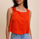 Orange Sammie Button Tank