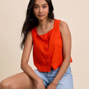 Orange Sammie Button Tank