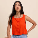 Orange Sammie Button Tank