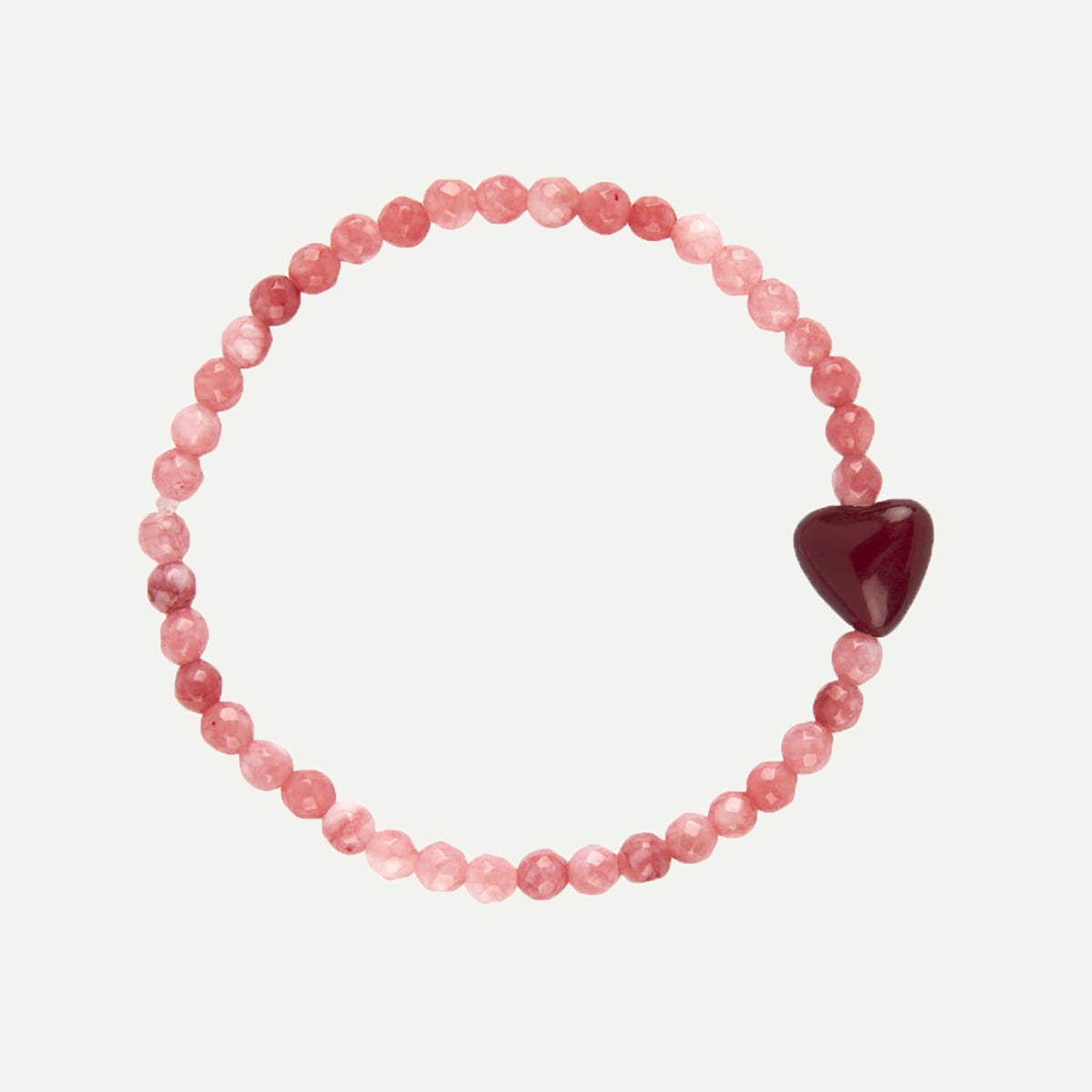 Pink/Red Chalcedony Heart Bracelet