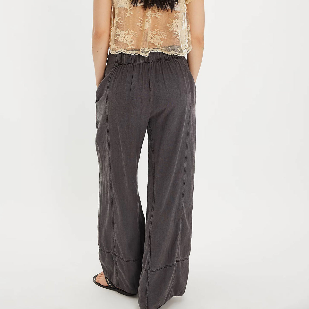 Black Days End Linen Pull On Trousers