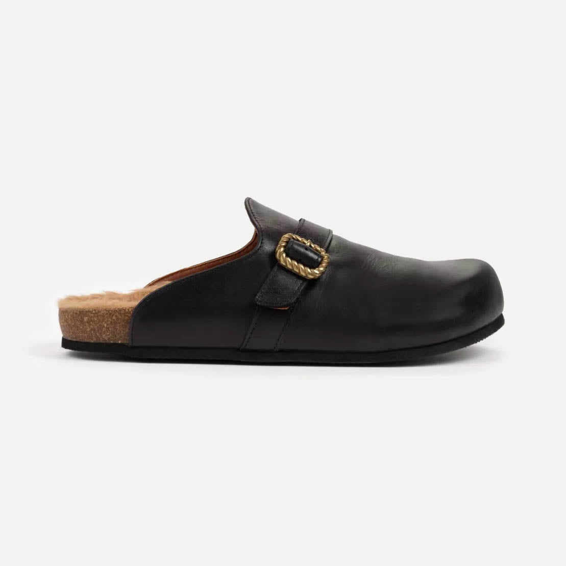 Black Braided Barley Leather Slide