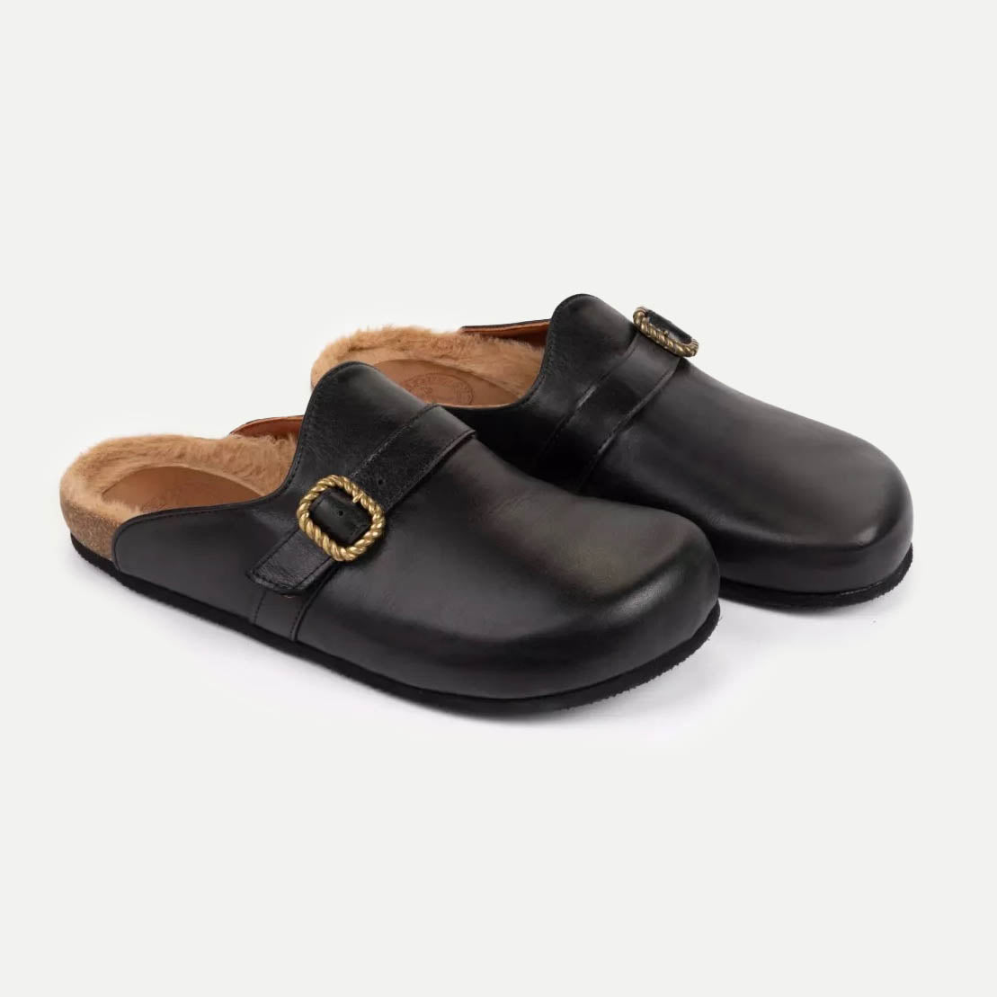 Black Braided Barley Leather Slide