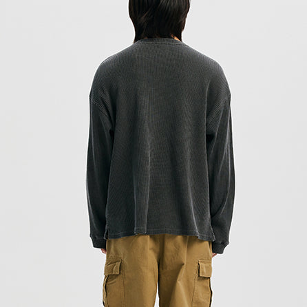 Charcoal Pigment Dyeing Waffle Pocket T-Shirt