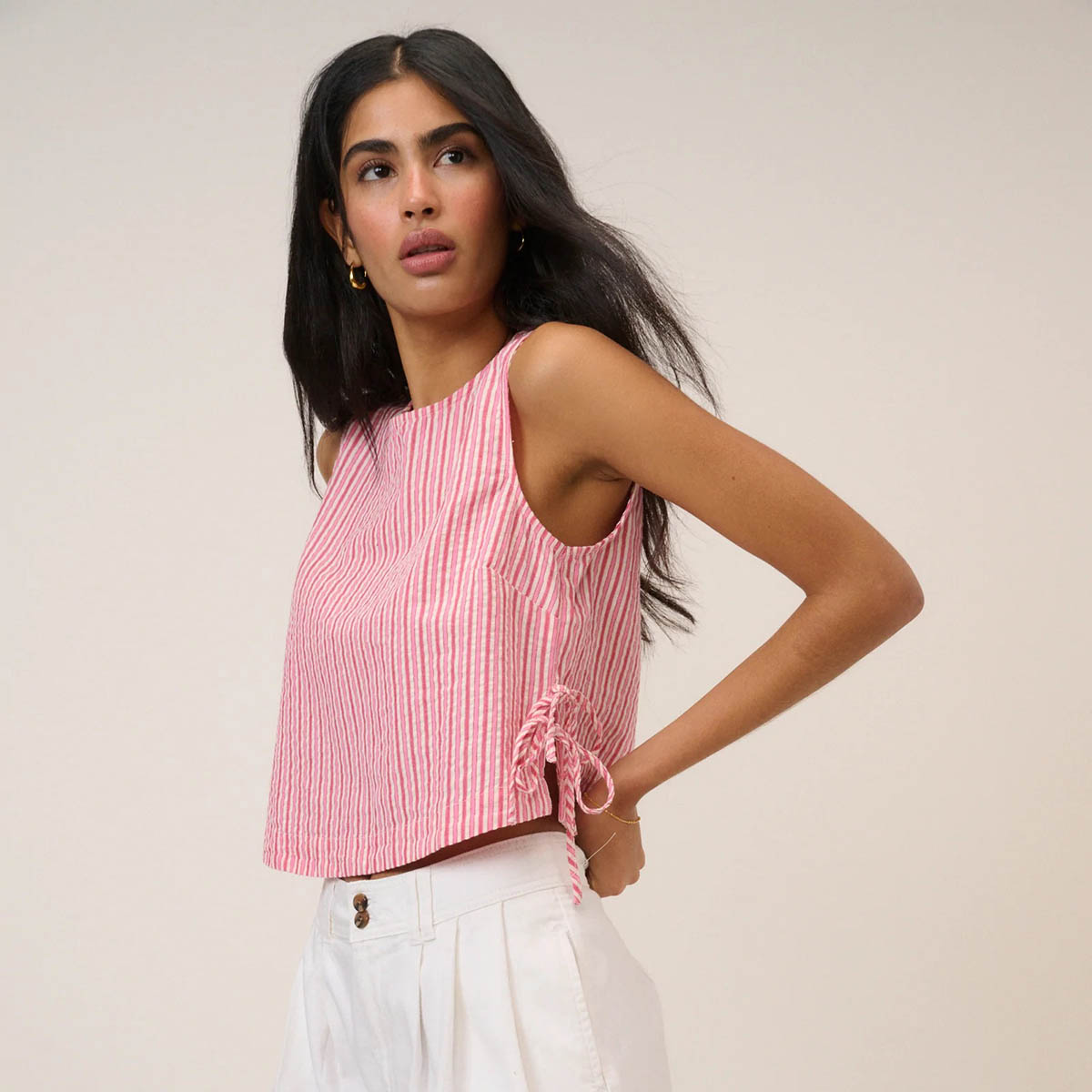 Pink Pinstripe Verity Top