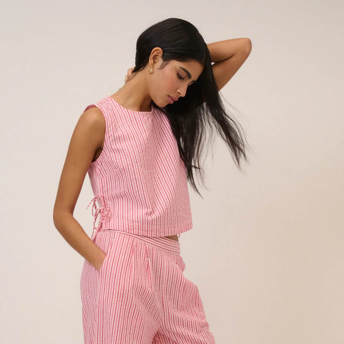 Pink Pinstripe Verity Top