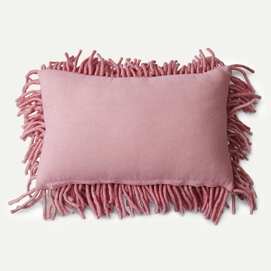 Pink Rugged Woollen Cushion