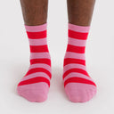 Pink Stripe Crew Sock