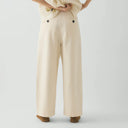 Natural Pleat Front Cotton Trousers