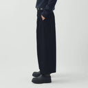Carbon Black Pleat Front Denim Trousers