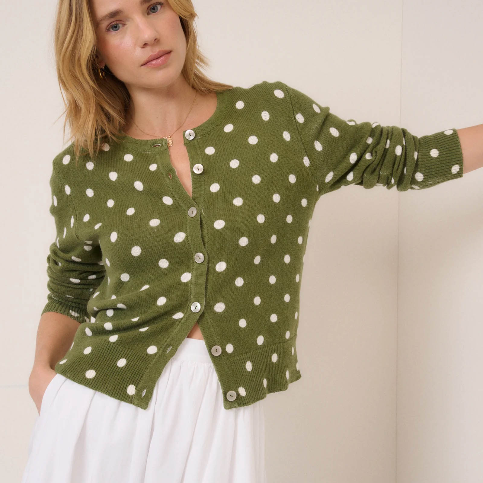 Green Polka Dot Cardigan