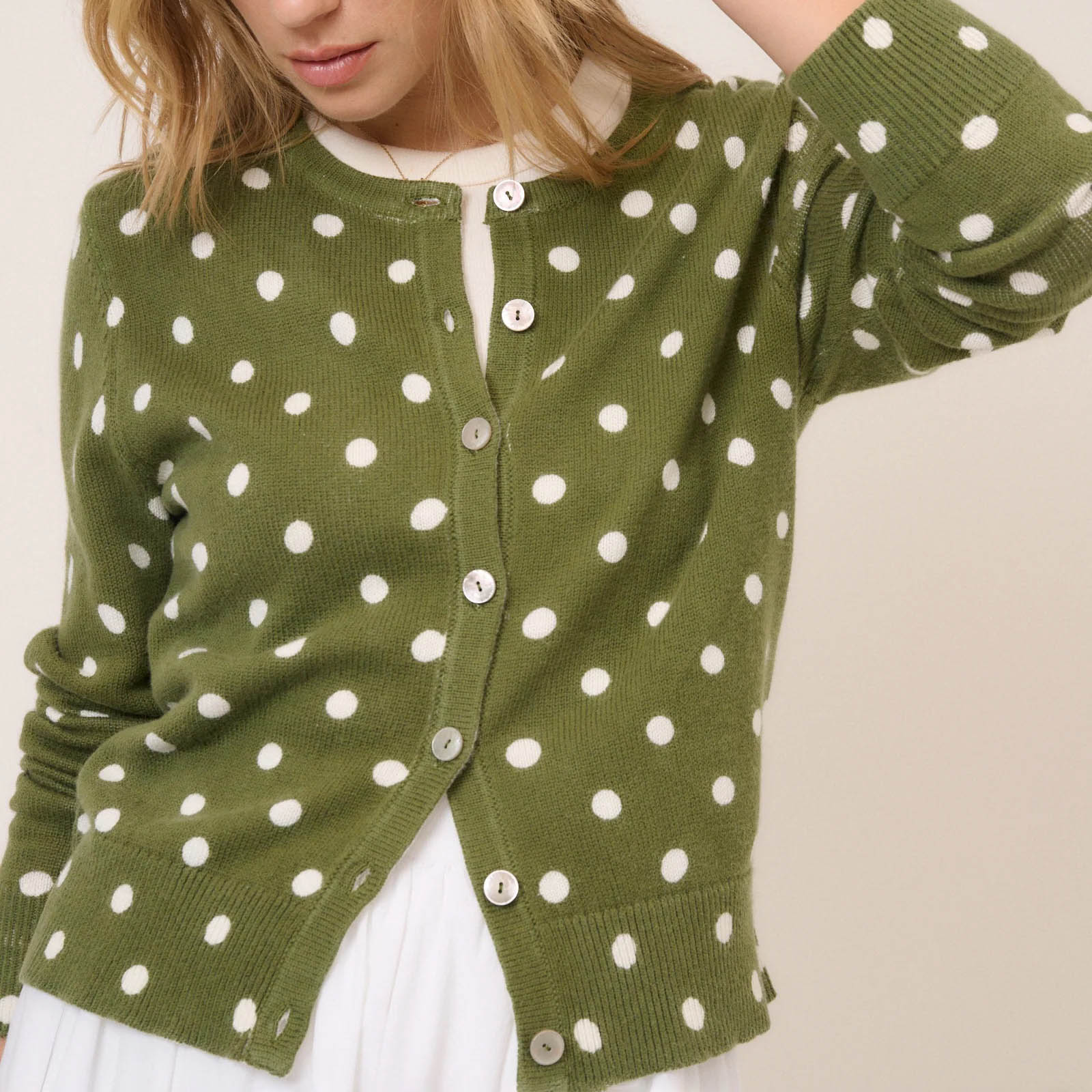 Green Polka Dot Cardigan
