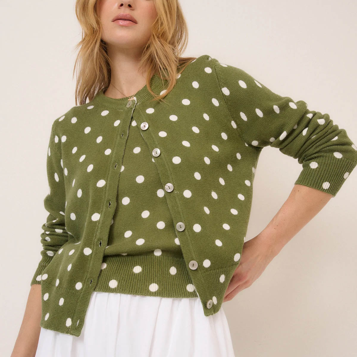 Green Polka Dot Cardigan