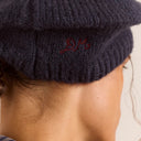 Navy Knitted Pom Pom Beret