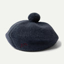 Navy Knitted Pom Pom Beret