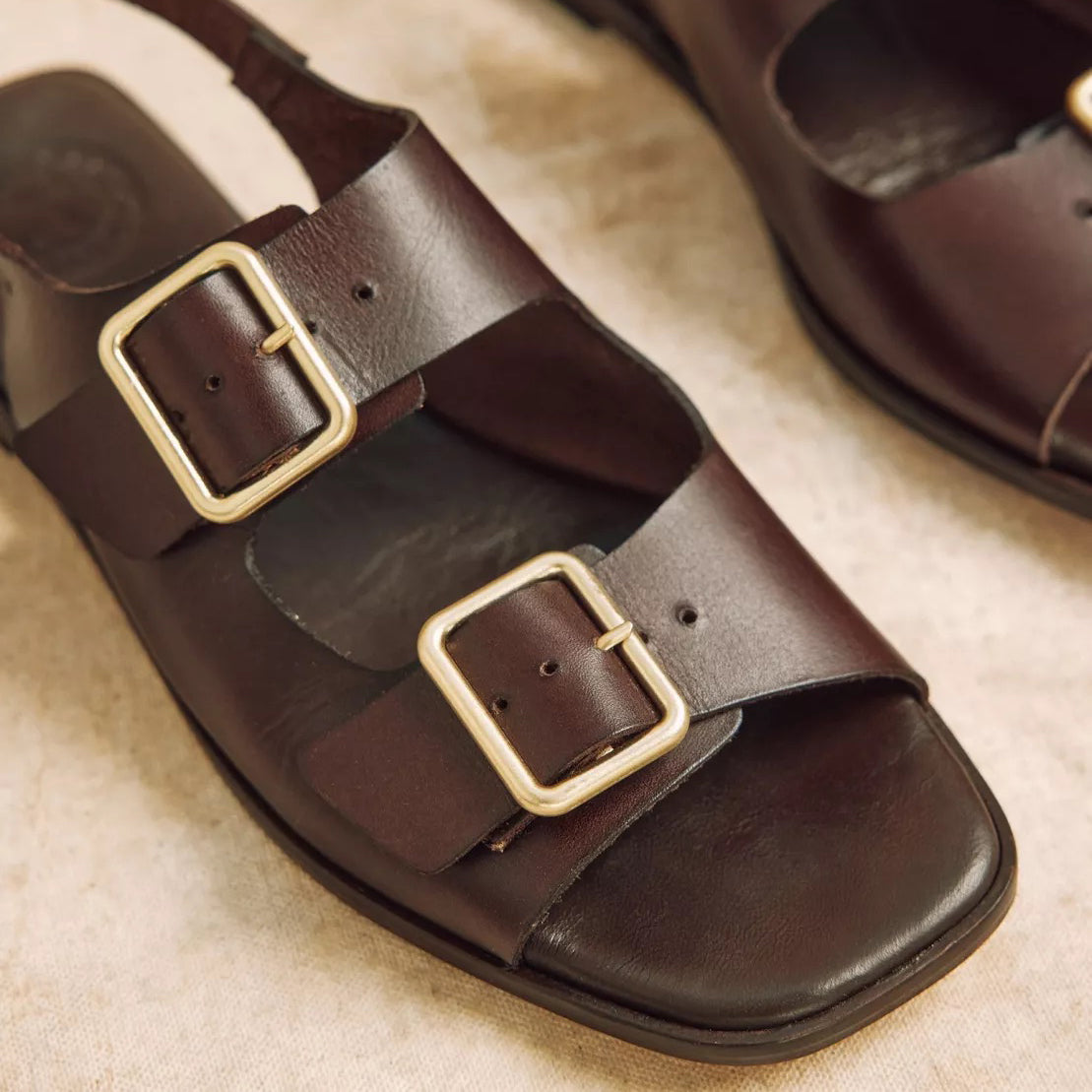 Bitter Chocolate Portobello Leather Sandal