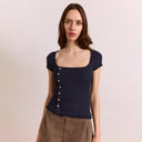 Navy Posie Short Sleeve Top