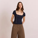 Navy Posie Short Sleeve Top